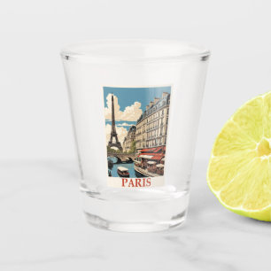 Vintage Eiffelturm Paris Frankreich Seine Café Schnapsglas