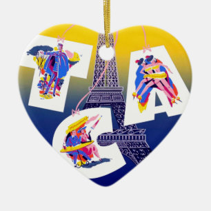 Vintage Eiffelturm Paris Luftverkehrswerbung Keramik Ornament
