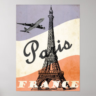 Vintage Eiffelturm Paris Luftverkehrswerbung Poster