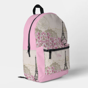 Vintage Eiffelturm Paris Postkarte Bedruckter Rucksack