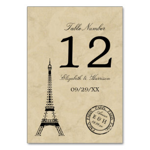 Vintage Eiffelturm Paris Poststempel Hochzeit Tischnummer