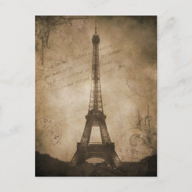 vintage Eiffelturm Postkarte (Vorderseite)