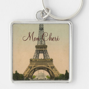 Vintage Eiffelturm-Postkarte Paris Frankreich Schlüsselanhänger