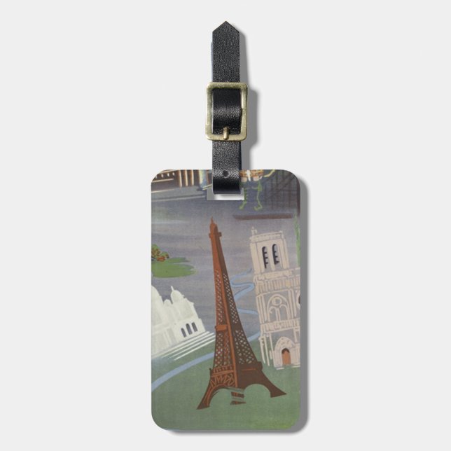 Vintage Eiffelturm-Travel Gepäckanhänger (Vorderseite vertikal)