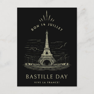 Vintage Eiffelturm zum Bastillesturm Postkarte