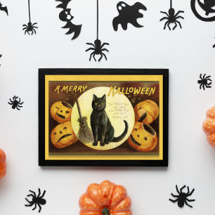Vintage Ein fröhliches Halloween Schwarze Katzende Karte
