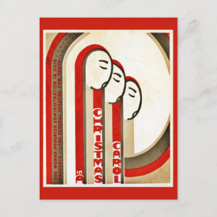 Vintage Ein Weihnachtslied restauriert WPA Feiertagspostkarte