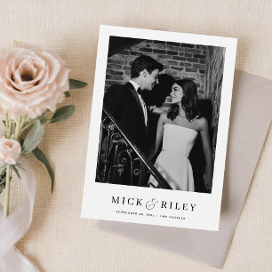 Vintage Einfache Elegante Text und Foto Hochzeit Save The Date