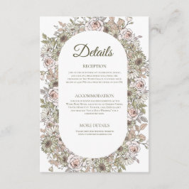 Vintage Einfache Florale Hochzeitsdetails Karte