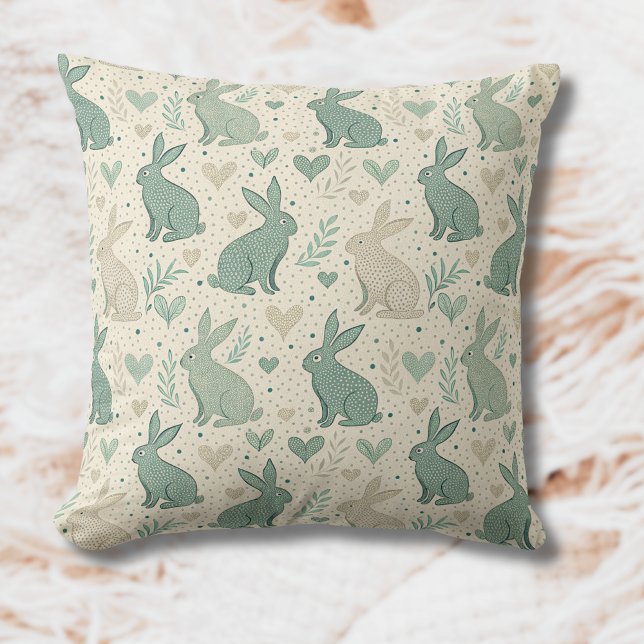Vintage einfache Hasensilhouetten Herz Muster Kissen (Von Creator hochgeladen)