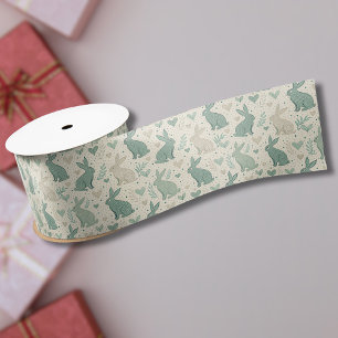 Vintage einfache Hasensilhouetten Herz Muster Satinband