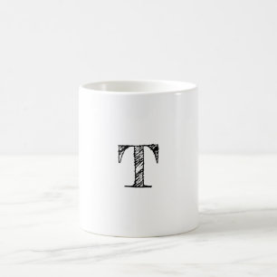 Vintage eingravierte Monogramm Kaffeetasse