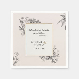 Vintage Einhandgezeichnete Christliche Hochzeit mi Serviette