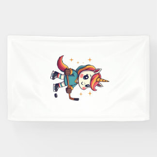 Vintage-Einhorn-Hockey-Cartoon-Cute-Rainbow-Eislau Banner