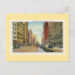Vintage-Einkaufszentrum Detroit Woodward Av Postkarte
