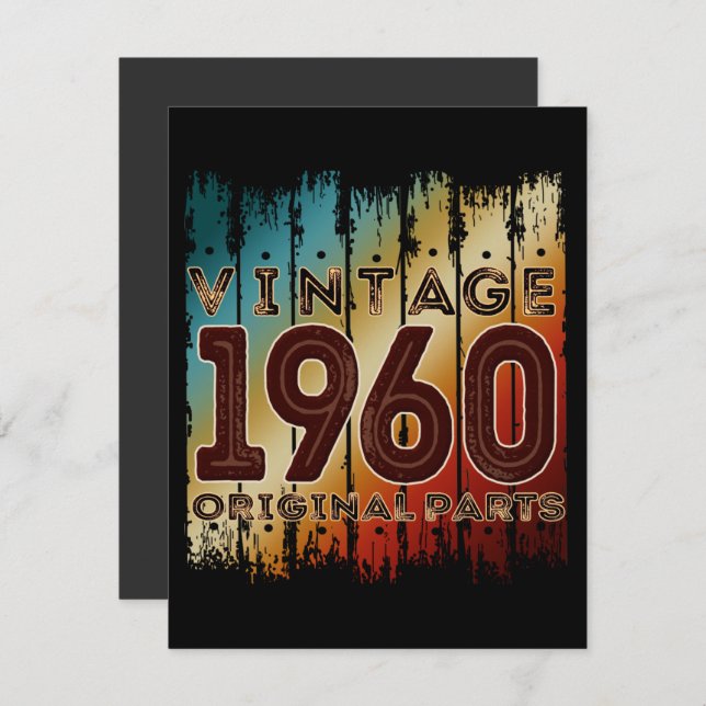 Vintage Einladung 1960 Originalteile (Vorne/Hinten)