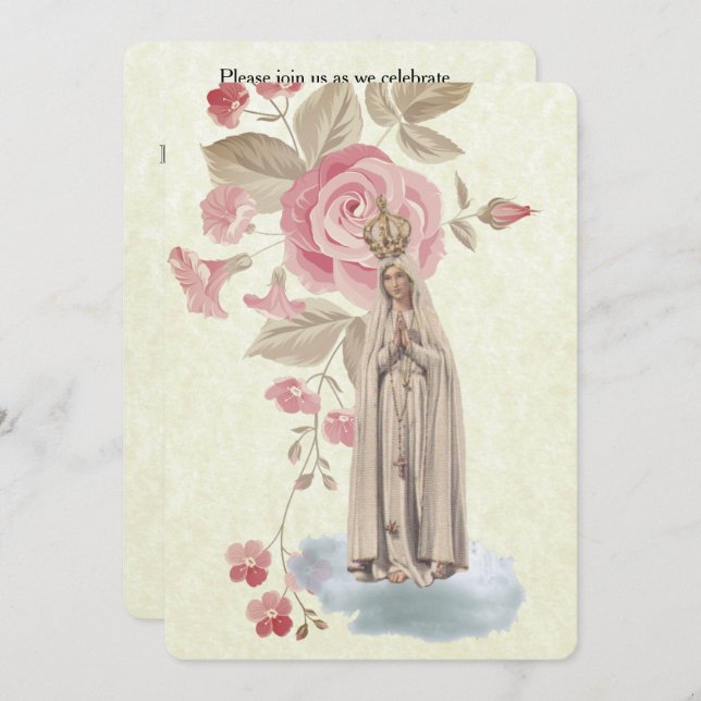 Vintage Einladung der traditionellen katholischen  (Vorne/Hinten)