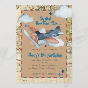 Vintage Einladung des Flugzeugboys zum Geburtstag