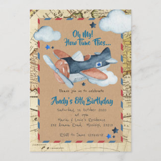 Vintage Einladung des Flugzeugboys zum Geburtstag