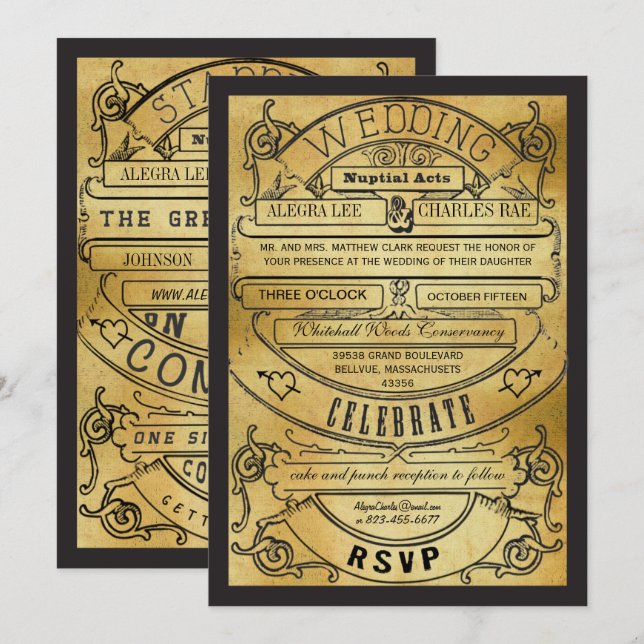 Vintage Einladung für moderne Typografie (Vorne/Hinten)