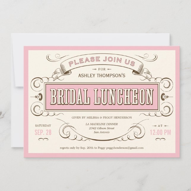 Vintage Einladung von Bridesmaid Luncheon (Vorderseite)