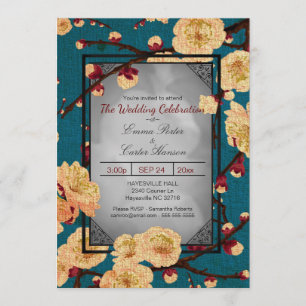 Vintage Einladung von Cherry Blossom zur Hochzeit
