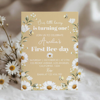Vintage Einladung von Daisy Bee zum ersten Geburts