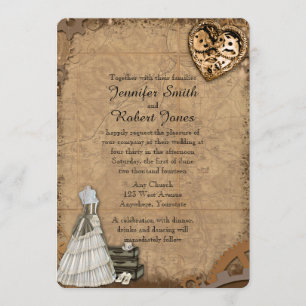 Vintage Einladung von Steampunk Bride Hochzeit