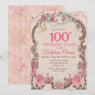 Vintage Einladung zum Geburtstag des 100. Jahrhund