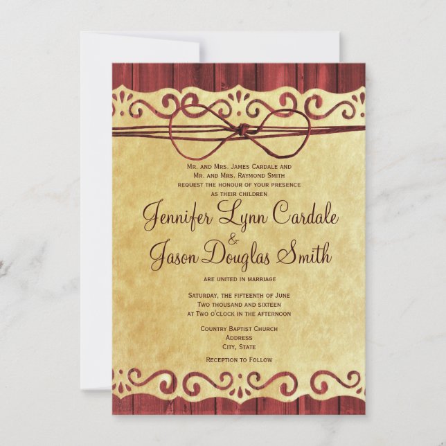 Vintage Einladung zum Hochzeitsfeiern (Vorderseite)