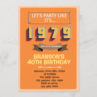 Vintage Einladung zum Party 1979