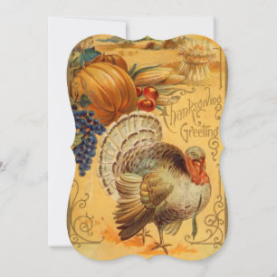 Vintage-Einladung zum Thanksgiving-Truthahn-Bounty Einladung