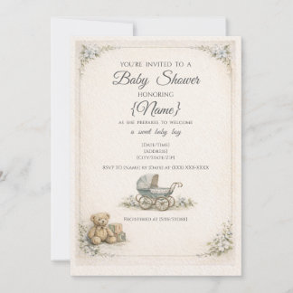 Vintage-Einladung zur Babyparty für einen Jungen Einladung