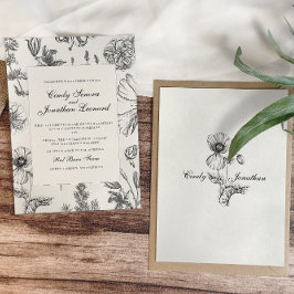 Vintage Einladung zur Botanischen Hochzeit