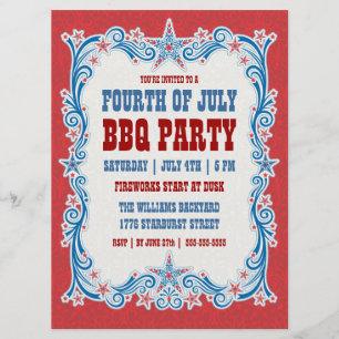 Vintage Einladung zur Fourth of July BBQ-Party
