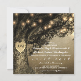 Vintage Einladung zur Hochzeit von Eichenbäumen
