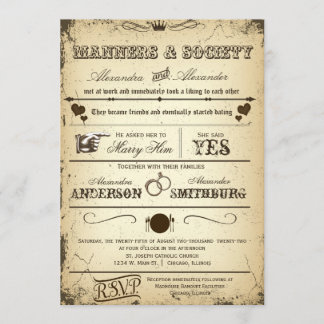 Vintage Einladung zur Hochzeit von Playbill Storyl