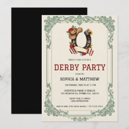 Vintage-Einladung zur Pferderennparty Derby  Einladung