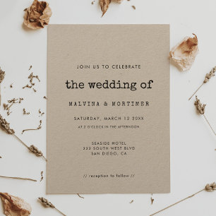 Vintage Einladung zur Schreibmaschinenhochzeit