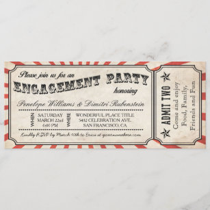 Vintage Einladungen für ein Ticket der Einsatzpart