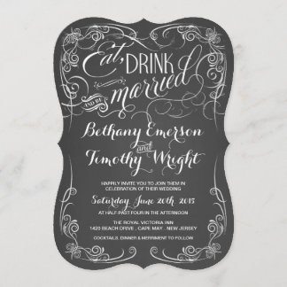 Vintage Einladungen zur Hochzeit auf der Tafel Die