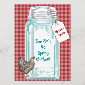 Vintage-Einmachglas mit rotem Gingham-Design Einladung