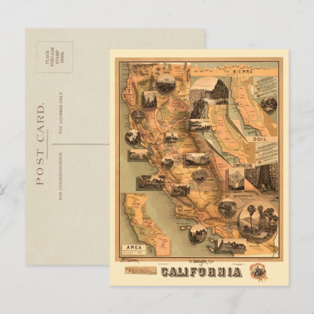 Vintage, einzigartige wiederhergestellte Karte von (Vorne/Hinten)