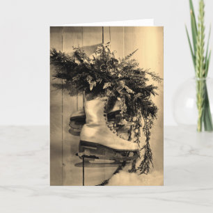 Vintage Eis-Skate Feiertagskarte