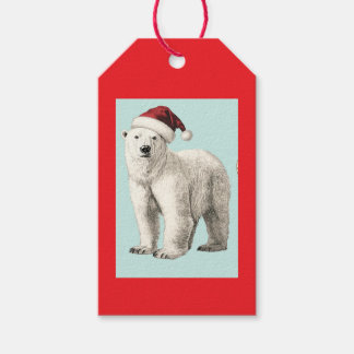 VINTAGE EISBÄR MIT SANTAMÜTZE GESCHENKANHÄNGER
