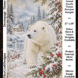 Vintage Eisbär, Winterwald, Weihnachten FY3R Seidenpapier