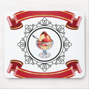 Vintage-Eisbecher auf einer Glas-Mauspad Mousepad