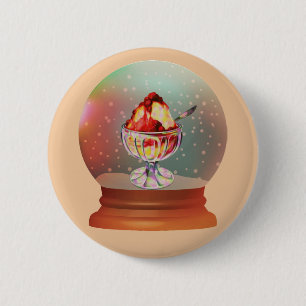 Vintage-Eisbecher-Schneekugelknopf Button