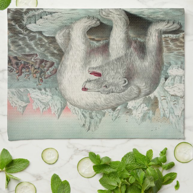 Vintage Eisberg-Winterdarstellung Geschirrtuch (Gefaltet)