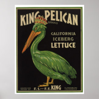 Vintage Eisberger Lettuce Gemüse Kratzeretiketten Poster